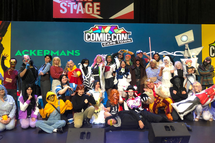 Comic Con Cape Town 2024 casual cosplay contestants on stage.